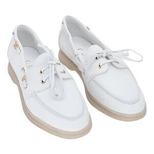 GUESS Yomaya Charms Boat Shoes White Leather 8M